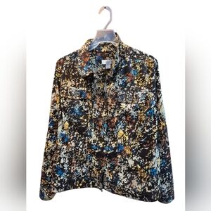 Christopher & Banks Floral Fall Color Jacket Size Large Button Up